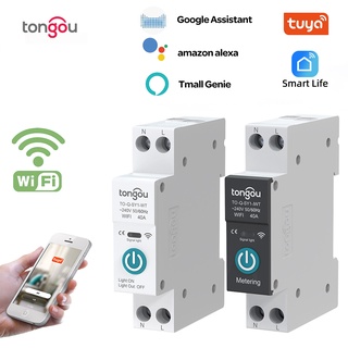 TUYA With Metering WIFI Smart Circuit Breaker 1P 63A DIN Rail for Smart Home wireless Remote Control Switch by APP TONGO