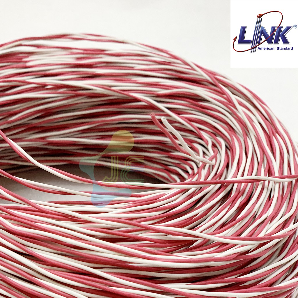 LINK Jumper wire 24AWG (0.5 mm.)  2C UL-0002 (แบ่งขายเป็น m) แดง-ขาว สายจั้มเปอร์ไวร์