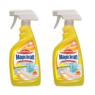 Magiclean มาจิคลีน น้ำยาทำความสะอาดห้องน้ำ กลิ่นเฟรซฟลอรัล ขวดสเปรย์ 500 มล. (สีเหลือง) x 2 ขวด