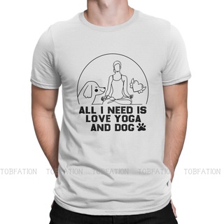 เสื้อผ้าผชเสื้อยืดผ้าฝ้าย 100% พิมพ์ลาย all Iต้องการ is love and yoga and a dog น่ารัก ไซซ์ s-6xl สําหรับผู้ชายS-5XL