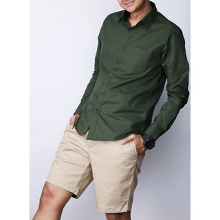 เสื้อเชิ้ตแขนยาวสีเขียวเข้ม M-5XL คอปก ผ้าoxford พร้อมส่ง ราคาถูก มีไซส์เล็ก-ใหญ่มาก จัดส่งทั่วประเทศ เก็บเงินปลายทาง