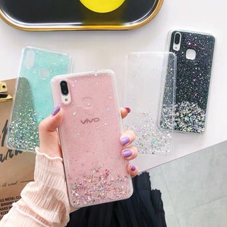 เคสโทรศัพท์ TPU แบบนิ่ม ประดับเลื่อมกลิตเตอร์ สีใส สําหรับ Vivo Y67 V5 Y66 Y75 V7 Y79 Y85 V9 V11i Y95 Y91i