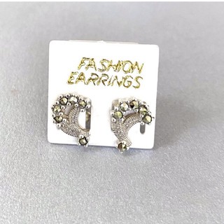 ต่างหูเงินแท้925 ตัวเรือนเงินแท้ประดับมาร์คาไซท์(Marcasite Earring)