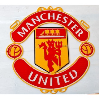 manchester united โลโก้สโมสรแมนเชสเตอร์ยูไนเต็ด เหล็กตัดเลเซอร์ ขนาด *50x50 cm.หนา 3 mm ทำสีเหมือนจริงเหล็กเต็ม สวยทน