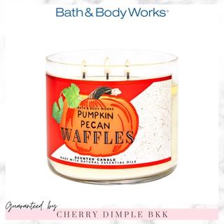 🍒ของแท้·ส่งไว·ถูก🍒BATH AND BODY WORKS เทียนหอม "Pumpkin Pecan Waffles" 3-wicks CANDLE ขนาดใหญ่ 3 หัวจุด