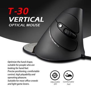 ZELOTES T-30แบบมีสายOptical Mouseแนวตั้งเมาส์USBเมาส์สำหรับเล่นเกมแบบมีสาย6ปุ่มErgonomic Mice 4 DPIปรับได้PCแล็ปท็อป