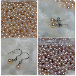 มุกน้ำจืด ไข่มุก100% ทรงกลม4-4.5mm (Pearl) สามารถนำไปประกอบกับตัวเรือนแหวน จี้ และ ต่างหู เหมาะสำหรับเป็นเครื่องประดับ