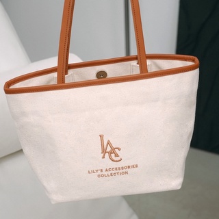 LAC.COLLECTION - Lily Tote Bag 02 กระเป๋าผ้ากุ๊นขอบหนัง