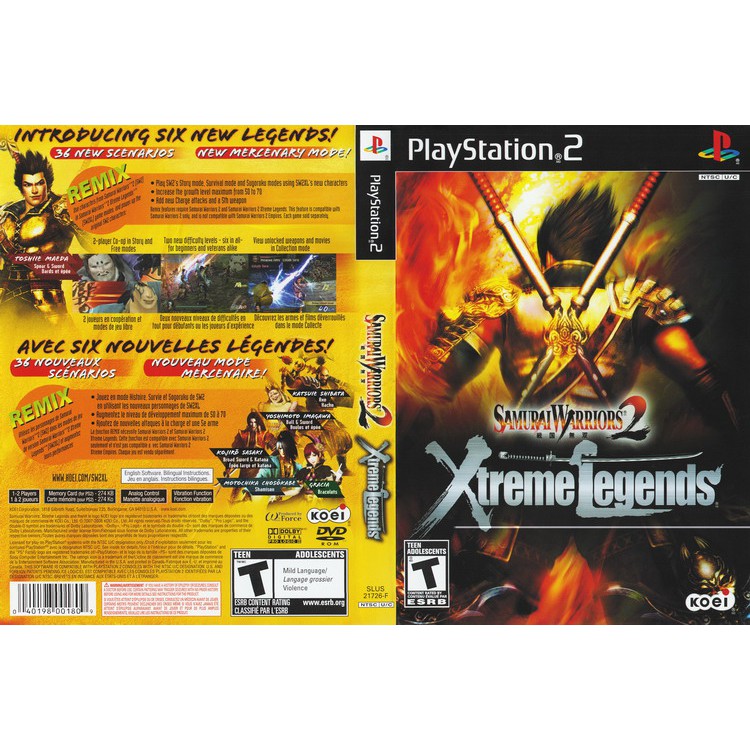 SAMURAI WARRIORS 2 XTREME LEGENDS [PS2 US : DVD9 1 Disc]
