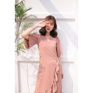 ﻿ชุดเดรสสีน้ำตาล  Ari Ruffle Dress Jane Soraya