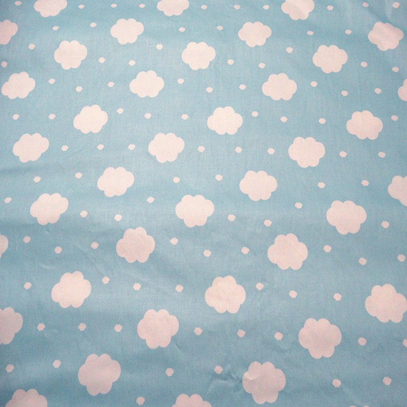 ผ้าคอตตอน 100% ทอทวิล หน้ากว้าง 1.6 เมตร ตัดขายเป็นเมตร พิมพ์ลายเมฆ