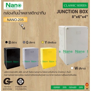 NANO กล่องพลาสติกกันน้ำ NANO-205W (สีขาว) , NANO-205B (สีดำ) , NANO-205Y (สีเหลือง) , NANO-205G (สีเทา))