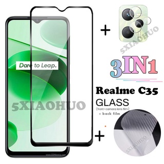 （3 in 1）OPPO Realme C35 C25S C25 C25Y 6 Pro / Realme 5 5Pro / 3 Pro ฟิล์มกระจกนิรภัย + ฟิล์มกันรอย +ฟิล์มป้องกันเลนส์ สำหรับ