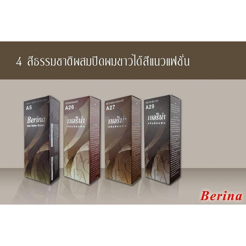 สีผมเบอริน่า ครีมเปลี่ยนสีผม Berina Hair Color สีย้อมผม 4 สีธรรมชาติผสมปิดผมขาวได้สีแนวแฟชั่น ยาย้อม