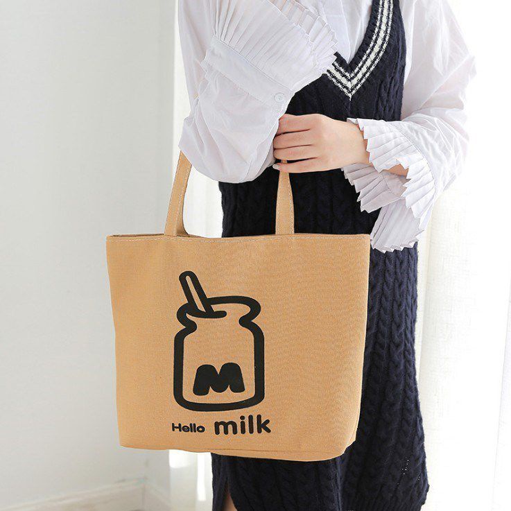 Bao809 กระเป๋าผ้า TOTE สไตล์ญี่ปุ่นกระเป๋าผ้านิ่ม.เนื้อผ้าดี.ใส่ของได้เยอะมีซิปด้วย.pink girl123