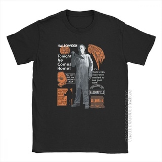 [S-5XL]เสื้อยืด ผ้าฝ้าย พิมพ์ลาย Michael Myers Halloween Mask And Drips สําหรับผู้ชาย