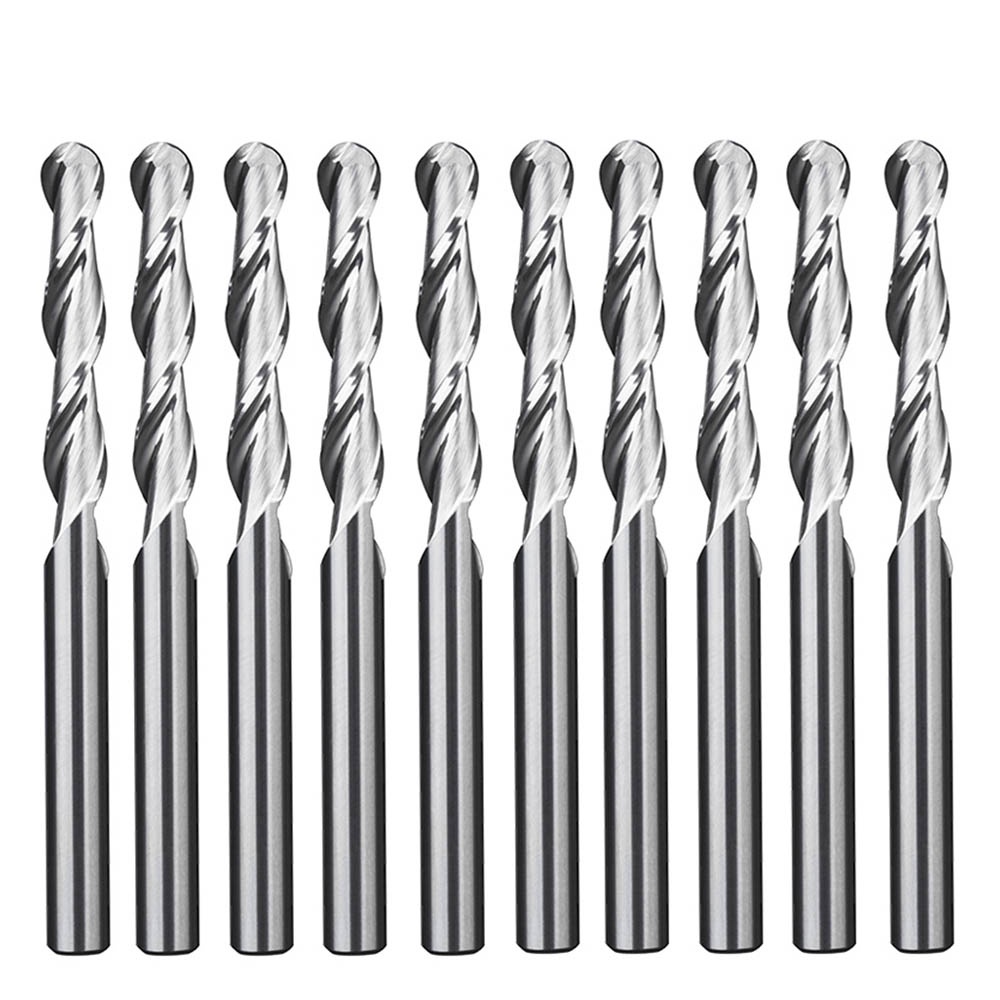 3.175Shank Ball Nose End Mill 2 Flutes อุปกรณ์เครื่องมือเกลียว Cnc สําหรับใช้ในการแกะสลัก Cnc 10ชิ้น