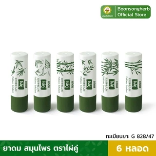 ไผ่คู่ ยาดมไผ่คู่ บรรเทาอาการคัดจมูก ผลิตจากสมุนไพรไทย x6 หลอด/ Paikhoo Brand Inhalant