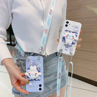 เคสโทรศัพท์มือถือแบบนิ่ม ลายการ์ตูน พร้อมกระจก สายคล้องยาว สําหรับ Xioami Mi 12 Lite 12T Poco X3 X5 GT Redmi 12C A1 Note 10 9 8 7 9S 9C