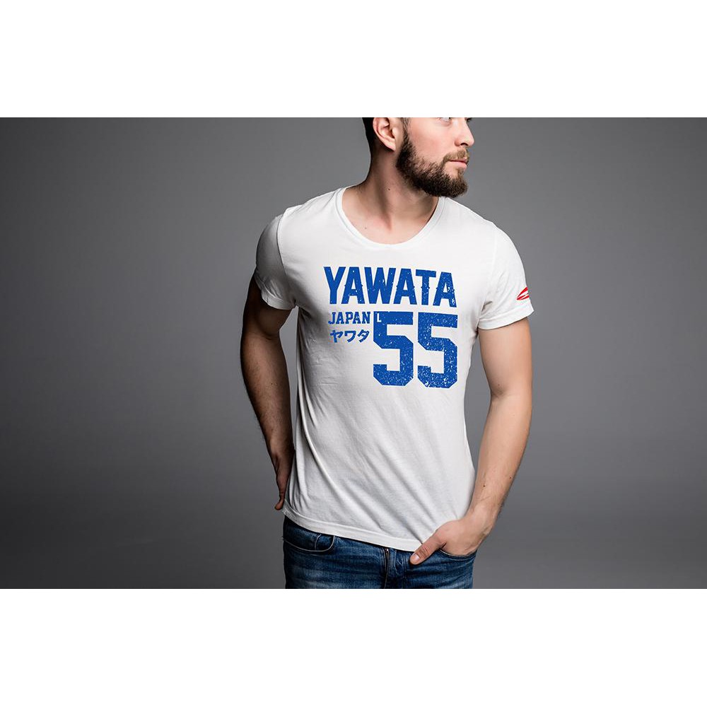 YAWATA เสื้อยืดคอกลมแขนสั้น ผู้ชาย ลาย YAWATA L55 สุดเท่ห์ สีขาว