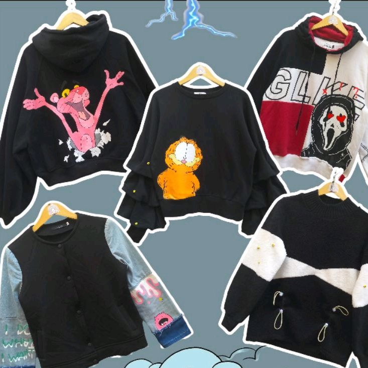 CREWNECK HOODIE UNISEX ผู้ชายผู้หญิง OVERSIZE BALLOON CROP GEMMY