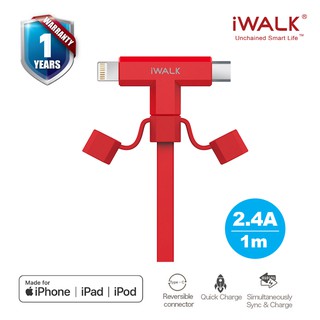 iWALK 2 in 1 Cable สายชาร์จ 2หัวแบบอเนกประสงค์ : สีแดง