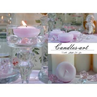 candles art เทียนลอยน้ำ  สีม่วง พาสเทล สูง 2.5 cm กว้าง 4.5 cm