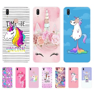 Vivo V9 V9 Pro V19 Y3 Y53 เคส ซิลิโคนนิ่ม Tpu ป้องกันเต็มรูปแบบ ยูนิคอร์นอ้วน สีรุ้ง แจ็กเก็ต