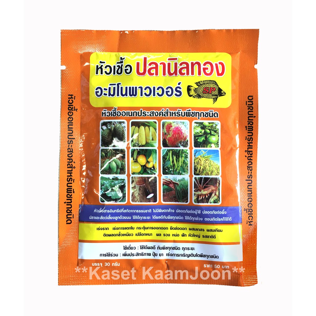 หัวเชื้อปลานิลทอง ✔️สุดยอดหัวเชื้อ ✔️ปุ๋ย✔️ อะมิโนพาวเวอร์ ตรา ปลานิลทอง ขนาด 30 กรัม