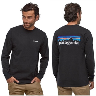 เสื้อยืดแขนยาวลําลอง ผ้าฝ้าย พิมพ์ลายปีนเขา Patagonia Patagonia แบบเรียบง่าย สไตล์ญี่ปุ่น สําหรับผู้ชาย