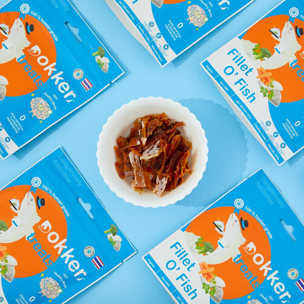 DOKKER Fillet O’ Fish ขนมหมา ขนมแมว รสปลากระพงโรยด้วยผักและผลไม้  ชิ้นเนื้อแท้ๆ 100% ไขมันตํ่า ราคา ถูกที่สุด ดีลบีเคเค แกลเลอรีภาพที่ 5