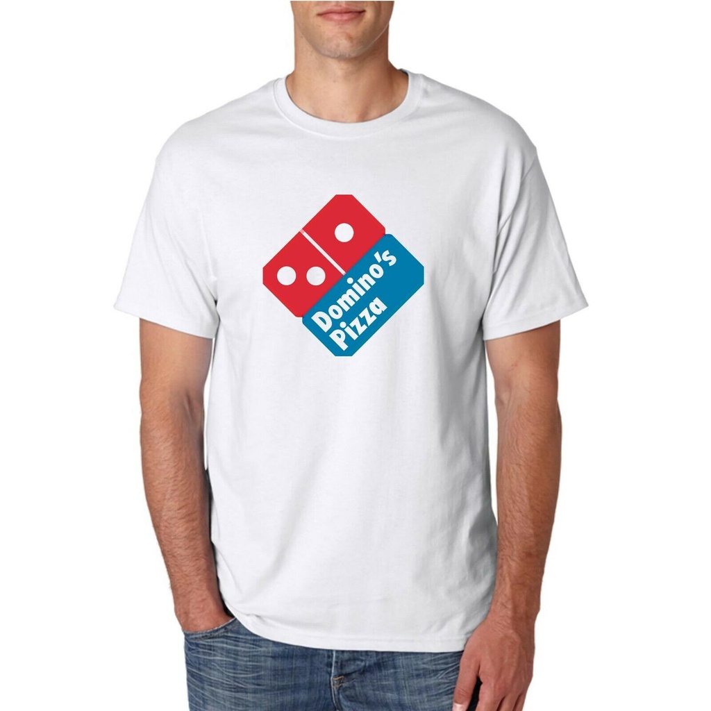 ใหม่เสื้อยืดแบรนด์เนม Dominos พิซซ่าสีขาว
