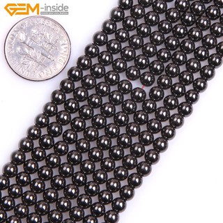 Natural Round Black Hematite Stone Beads For Jewelry Makingหินมงคล หินนำโชค หินเฮมาไทต์ สำหรับทำเครื่องประดับพร้อมส่ง