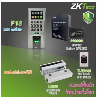 ZKTeco F18 เครื่องสแกนนิ้วเปิดประตู และบันทึกเวลาส่งเข้า Line พร้อมชุดกลอนสำหรับประตูกระจกบานเปลือยบน-ล่าง