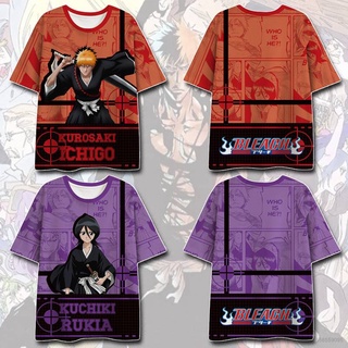 Csp BLEACH เสื้อยืดลําลอง แขนสั้น พิมพ์ลายกราฟฟิคอนิเมะ Ichigo ทรงหลวม พลัสไซซ์ สําหรับผู้ชาย และผู้หญิง