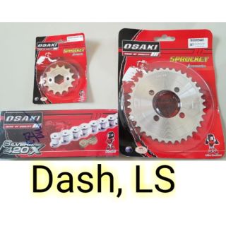 ชุดโซ่+สเตอร์ Osaki สำหรับ Dash, LS (เลส+เลส+โซ่เลส126ข้อ)