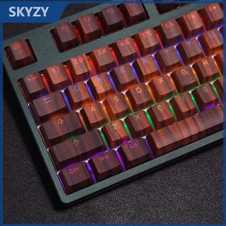 Imitation wood grain keycaps Cherry Profile การส่งผ่านแสง PBT Dye Sub คีย์บอร์ดแบบกลไก Keycap