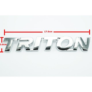 ป้ายโลโก้ TRIRON พลาสติกเชุบโครเมี่ยมขนาด 17.0x3.0 cm ติดตั้งด้วยเทปกาวสองหน้าด้านหลัง