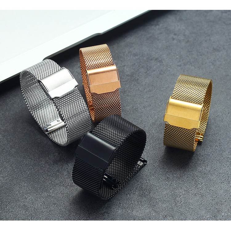 คุณภาพสูง STAINLESS MESH STEEL WATCH STRAP + ฟรีล้อ (หลายขนาด)