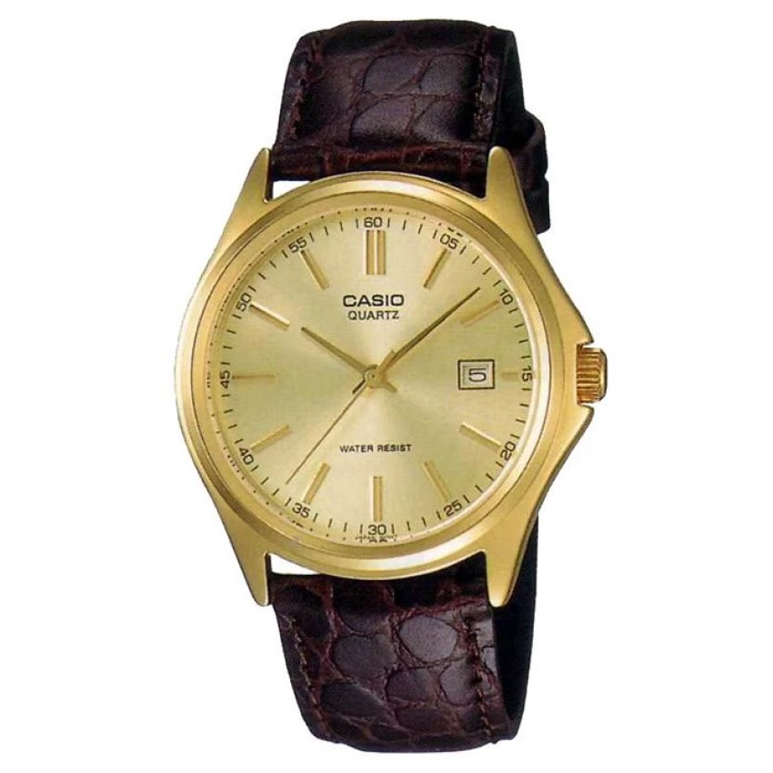 Casio นาฬิกาข้อมือ ผู้ชาย สายหนังสีน้ำตาล รุ่น MTP-1183Q-9A ( Gold/Brown )
