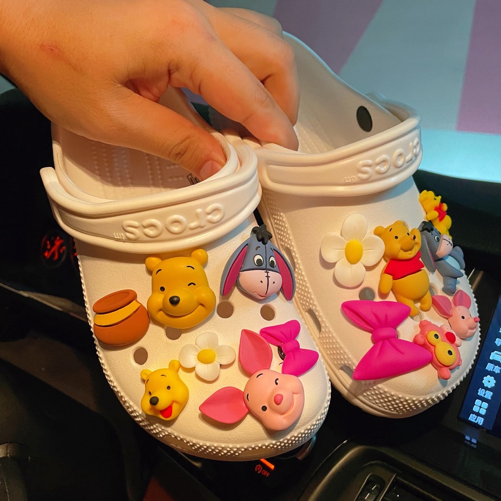 สติกเกอร์ รูปหมีพูห์น่ารัก สําหรับตกแต่ง croc jibitz จํานวน 15 ชิ้น