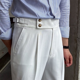 New Fashion Summer Casual Refreshing Suit Pants Male High Waist Tapered Slim Thin Men Business Trousers