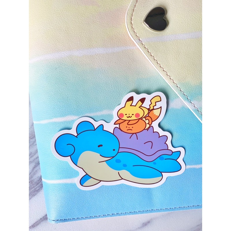 WATERPROOF Pokemon Lapras with Pikachu & Vulpix Laptop/Luggage Sticker 931