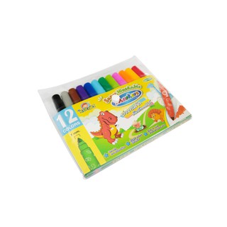 ปากกาเมจิก ชนิดล้างออกได้ แท่งใหญ่จัมโบ้ 12สี หัวใหญ่ ระบายส…