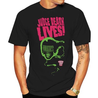 เสื้อยืดผ้าฝ้าย เสื้อยืด พิมพ์ลาย Judge Dredd Judge Death Lives สีดํา สําหรับผู้ชาย