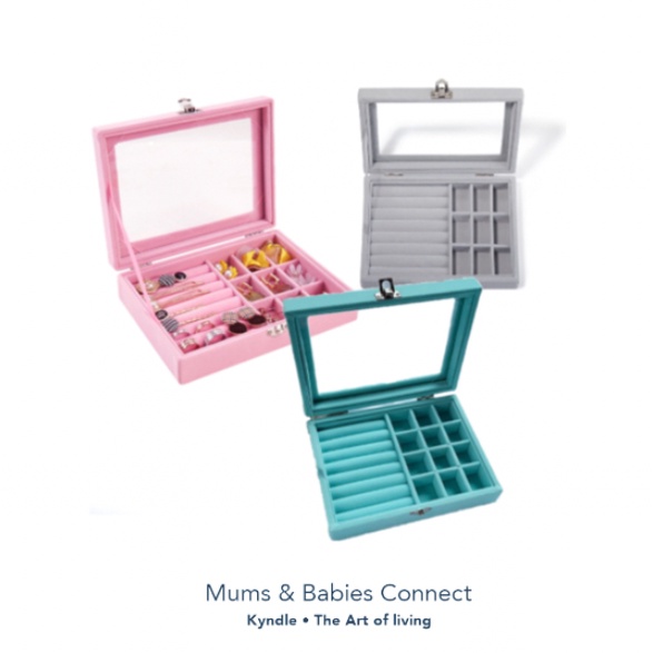 Jewellery Accessories Organiser Velvet Box Earings Rings Bracelets Necklace - Tiffany Blue Pink Grey