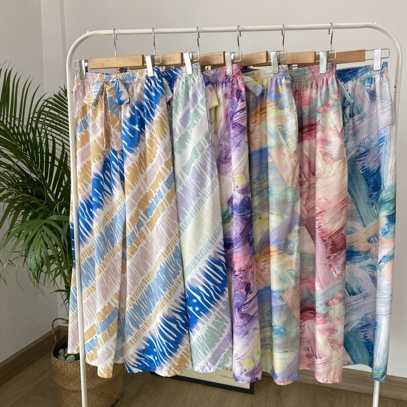 PYCK CLOTHING 🌈 กางเกงลายมัดย้อม ลายดอก กางเกงไปทะเล ผ้านิ่มพริ้ว ใส่สบาย