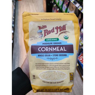 Bobs Red Mill Medium Grind Cornmeal 680 g. 🔥🔥Organic Whole grain Stone dround💥🔥 ข้าวโพดคั่วบดขนาดกลาง 680 g 🥞✈