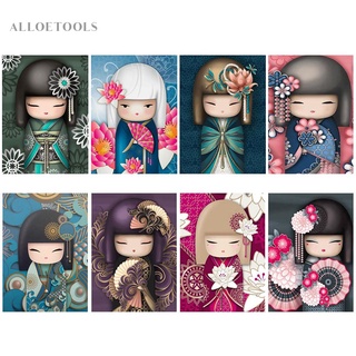 Alloet-ภาพจิตรกรรมลาย Kokeshi 5D ติดประดับเพชร Diy สําหรับติดตกแต่งผนังบ้าน 30X40ซม.-Tool