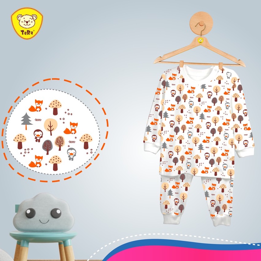 Putih Kp Long Baby Suit 6-9 เดือน(M) Tara Motif - ฐานสีขาว